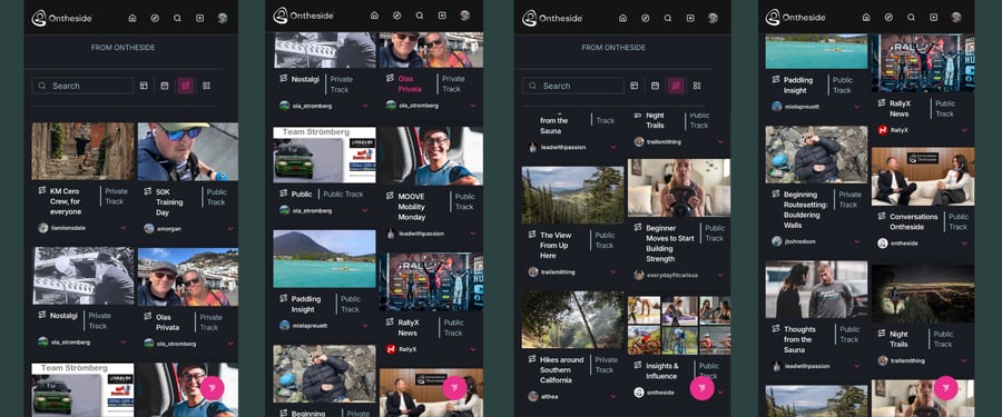 Rows of sports images from a cell phone