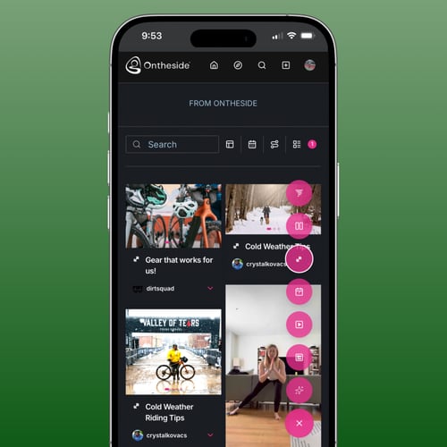 Filter options on Ontheside to find athlete content